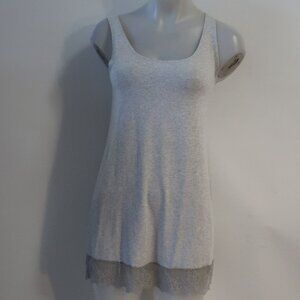 Womens Only Hearts Gray Tank Top W/Lace Hem M